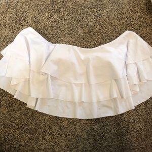 White off shoulder ruffle bikini top size large